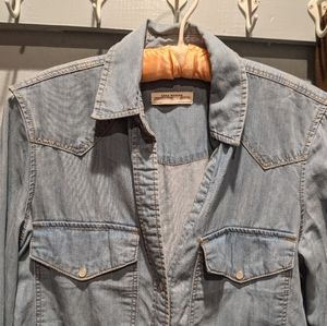 Zara women denim button up shirt